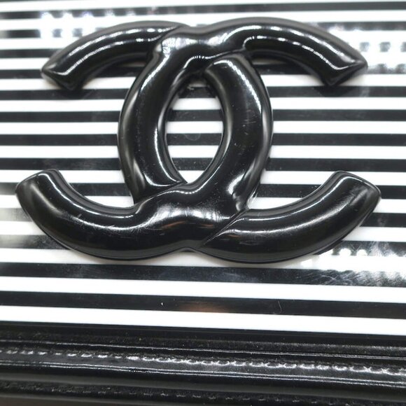 Chanel Boy Brick Striped Flap Bag Black & White Patent Leather Small Crossbody - Picture 6 of 16
